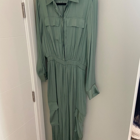 Maje green silk cargo jumpsuit - Picture 2 of 3